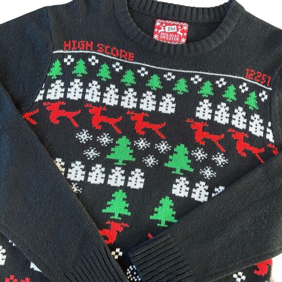 Tipsy Elves Men's Christmas Sweater Sz Large Video Game Ugly Holiday Reindeer - Picture 1 of 8